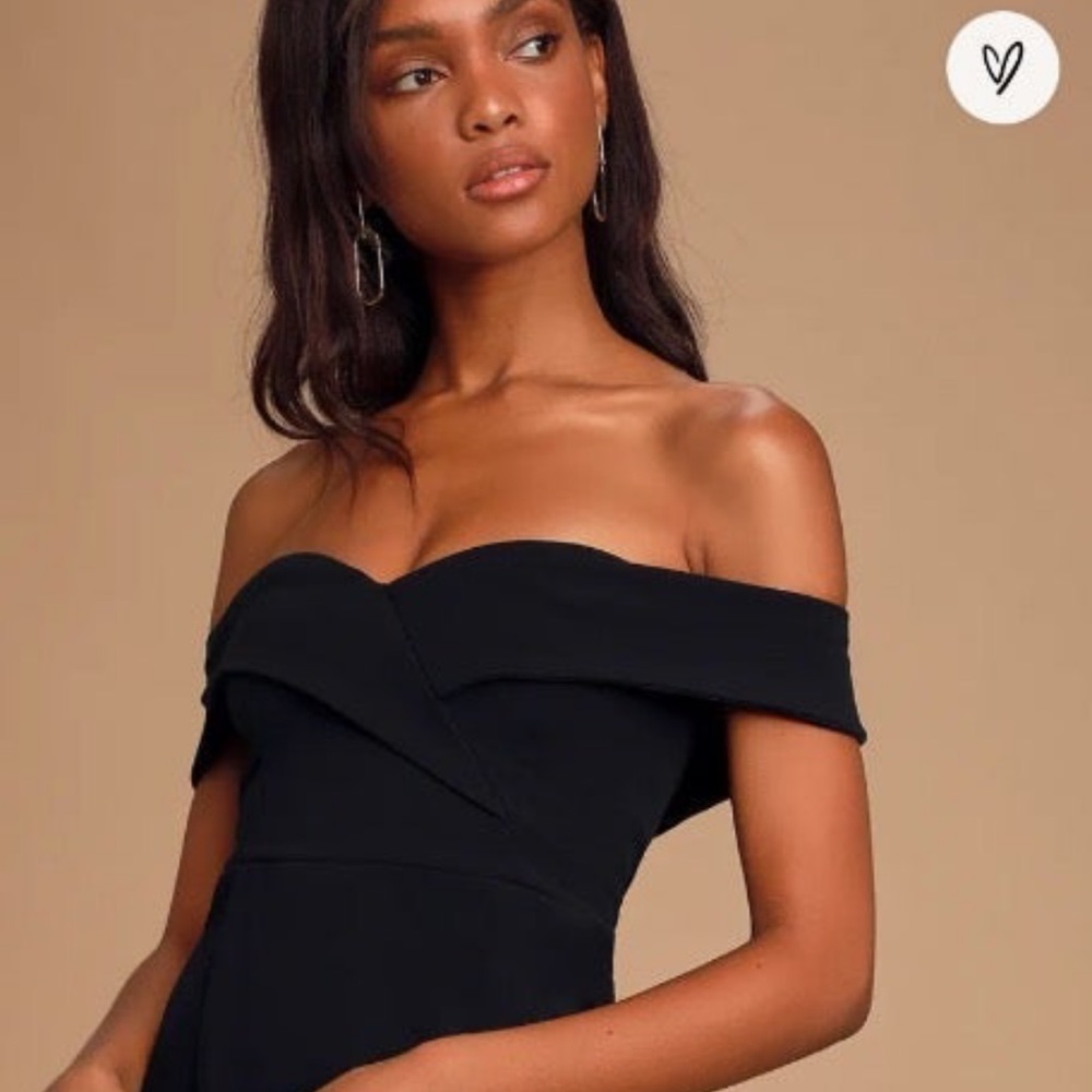 Lulus Song of Love Black Off-the-Shoulder Maxi Dress, M, Black